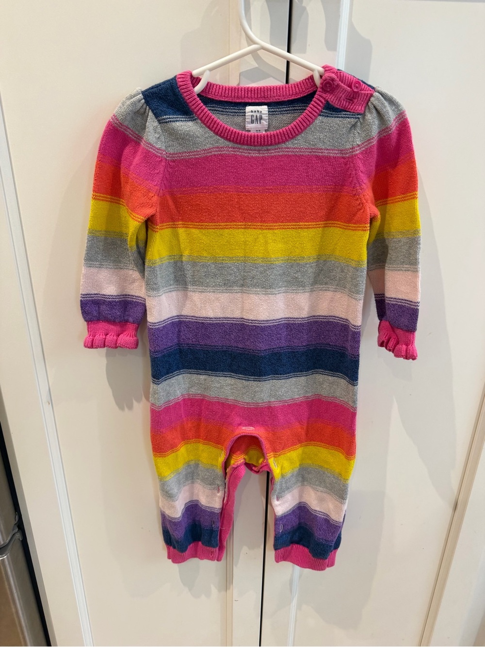 GAP 12-18m Baby Rainbow Stripe One-Piece - Multi Pink